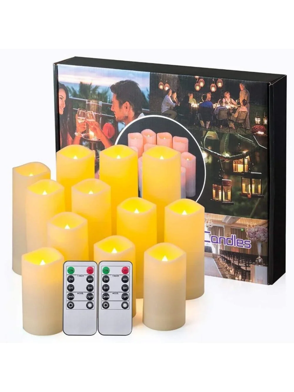 12-Pack Waterproof Flameless LED Candles with Remote Timer for Indoor/Outdoor